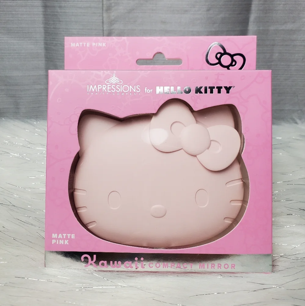 IMPRESSIONS FOR HELLO KITTY matte pink kawaii compact mirror